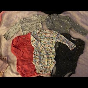 Set of 5 baby girl long sleeve onesies